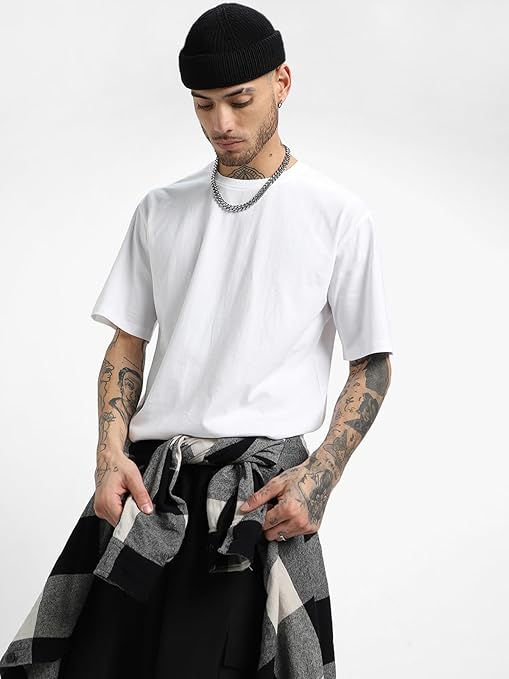 00% Pure Cotton Half Sleeve Round Neck Oversized Fit Stay Wild Graphic Print White T-Shirt Men/Boys (Available in from S to 2XL)