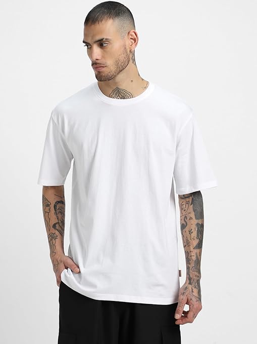 00% Pure Cotton Half Sleeve Round Neck Oversized Fit Stay Wild Graphic Print White T-Shirt Men/Boys (Available in from S to 2XL)