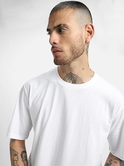 00% Pure Cotton Half Sleeve Round Neck Oversized Fit Stay Wild Graphic Print White T-Shirt Men/Boys (Available in from S to 2XL)